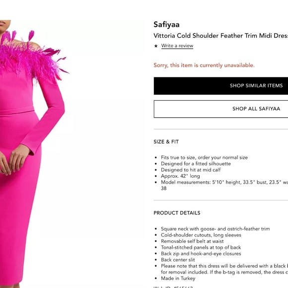 Safiyaa Vittoria Off the Shoulder Feather Dress Pink Midi Dress US sz 2 (FR 34) - Picture 11 of 12